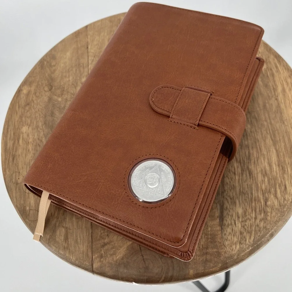 Double AA Big Book Cover & 12 Steps & 12 Traditions Books And Medallion Included